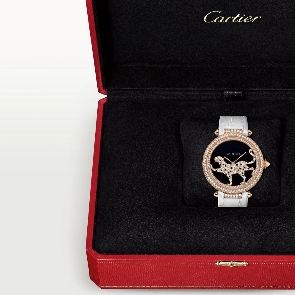 Đồng Hồ Cartier Panthère Jewelry Watches 42.75mm Nữ Trắng Vàng Đen